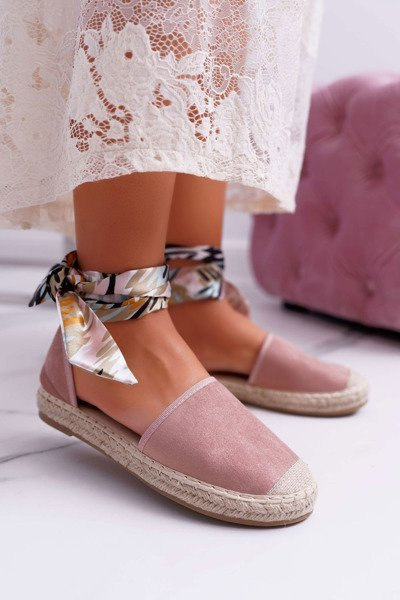 Panglică espadrilles pentru femei legate roz