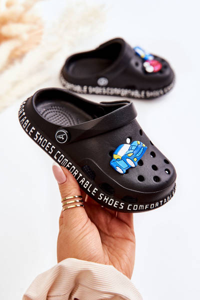 Chaussons Légers Enfant Crocs Avec Décoration Noir Bertis