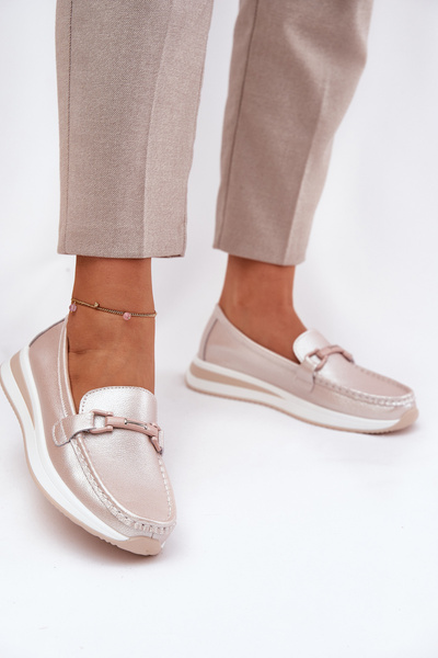 Mocassins en Cuir pour Femmes S.Barski GR51-598 Rose Perlé