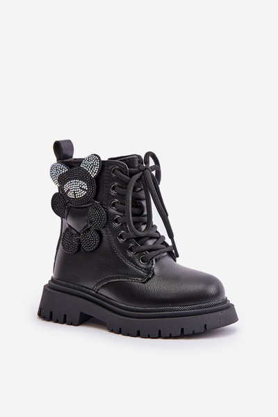 Bottines Filles Chaudes Avec Zip Teddy Bear Noir Relobia