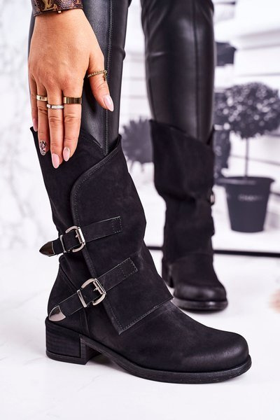 Damen-Warm-up-Stiefel mit Schnallen Schwarz Cassidy