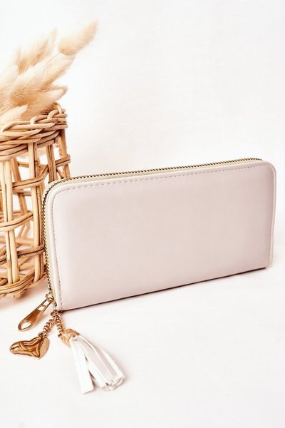 Large Women's Wallet With A Pendant Grey-Green