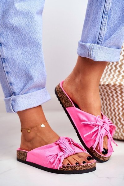 Tongs Femme Rose Fluo Pompons Marina