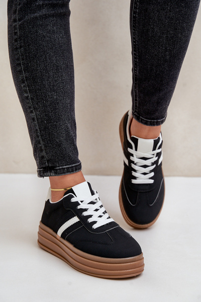 Baskets Plateforme Femme Noir Dravinnia
