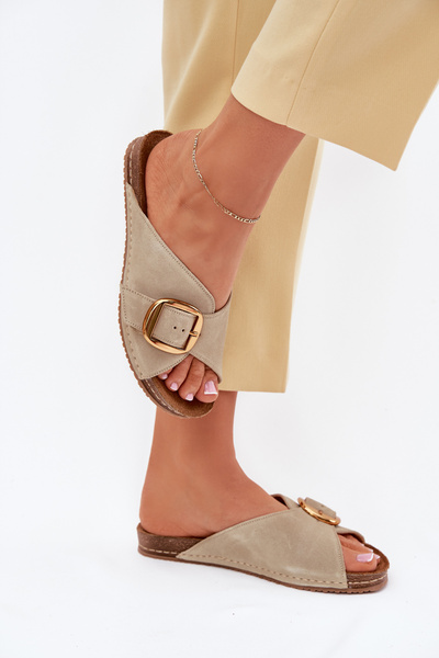 Sandales En Cuir Avec Boucle Dorée Maciejka 07000-22 Pistache