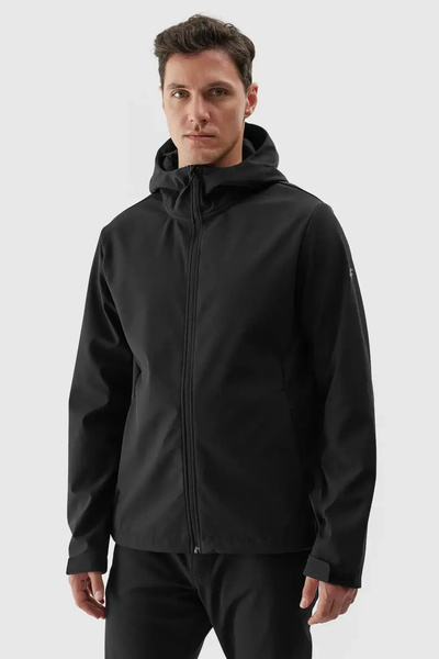Férfi Softshell Dzseki Kapucnival 4F Fekete 4FWAW24TSOFM283-20S