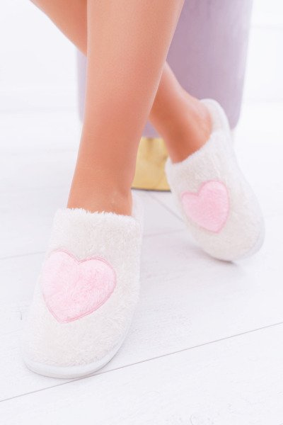 Chaussons Coeurs Femme Beige