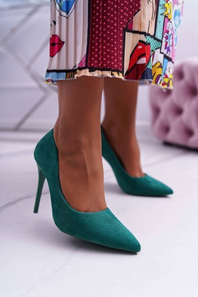 Grüne Yanna-Stilettos aus Wildleder für Damen