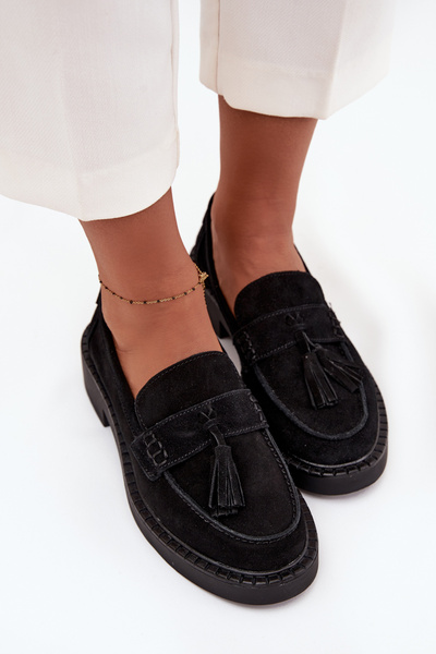 Damenturnschuhe aus Wildleder mit Fransen D&A TW107 schwarz