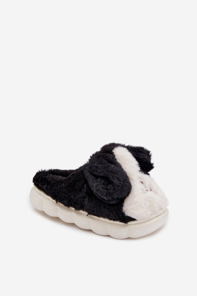 Chaussons Enfant En Peluche Chiens Noirs Farnise