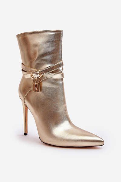 Damen Stiefel Mit Spitzen Und Riemen Goldene Casulle