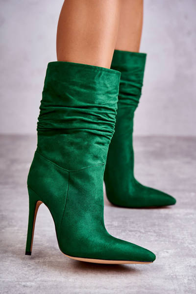 Bottes Froissées Femme Vert Laguna