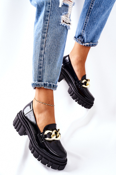 Moteriški Brogues Loafers odiniai juodi Laura Messi 2339
