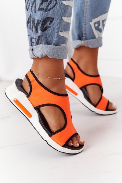 Sandale de alunecare cu pană Orange Zoey