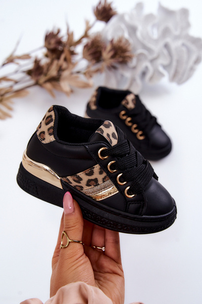 Chaussures de Sport en Cuir Léopard Noir Trixie