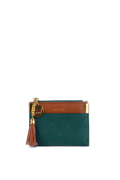 Petit Portefeuille en Cuir Bleu/Marron Calypso