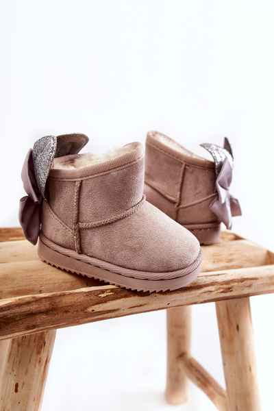 Bottes de neige chaudes fille avec nœuds gris Meriva