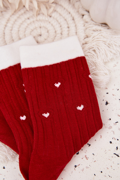 Chaussettes de Noël pour Femmes Avec Cœurs Rouges