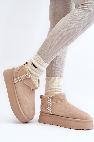 Bottes de neige à plateforme à motifs beiges Udra