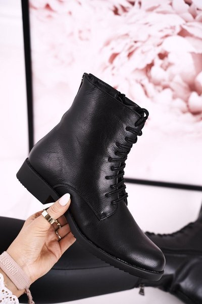 Klassische gepolsterte Damenstiefel mit Reißverschluss Schwarz Einfach