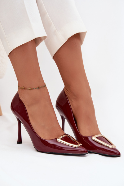 Lackierte High Heels mit Golddetail Bordeaux Paivelle