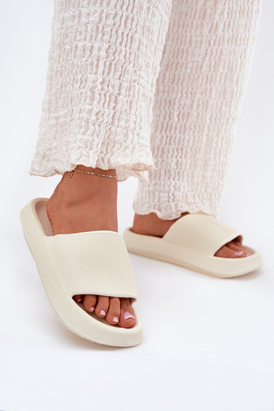 Damen Leichte Schaum Sandalen Auf Dicker Sohle Ecru Querceria