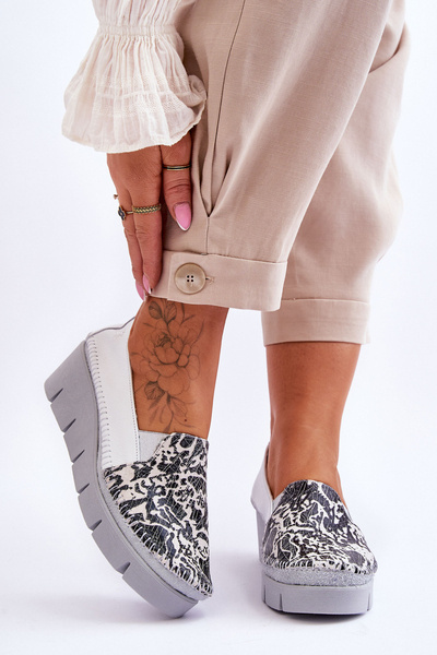 Baskets Compensées en Cuir Maciejka 5814A-11 Noir et blanc