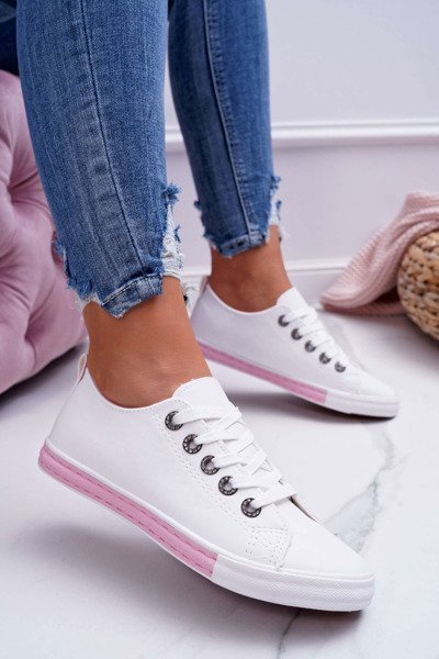 Adidași pentru femei curea albă roz nigrid2