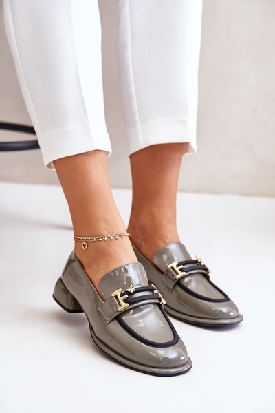 Mocassins Femme Laqués Sur Bloc Avec Décoration Artiker 55C0412 Gris