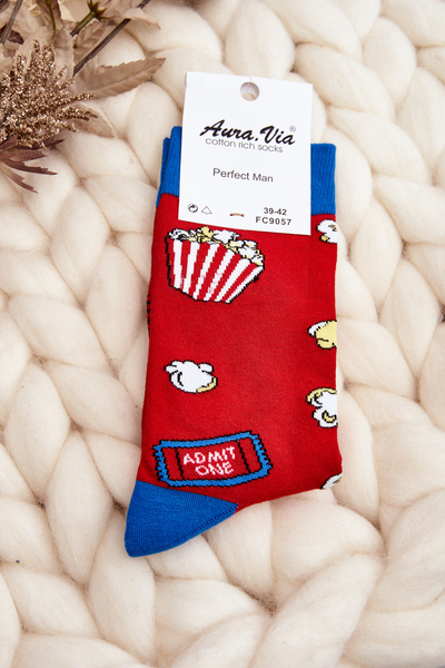 Chaussettes Homme à Motif Popcorn Rouge