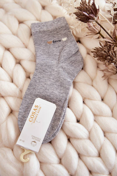 Einfarbige Cosas-Socken aus Baumwolle für Damen Grau Melange