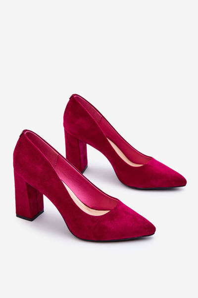 Pompe din piele de căprioară pe un călcâi bloc Sergio Leone PB216 Fuchsia