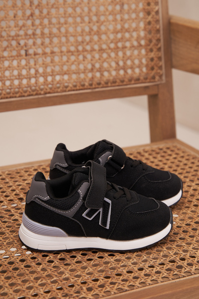 Pantofi sport Sneakers pentru copii cu velcro negru Galisse