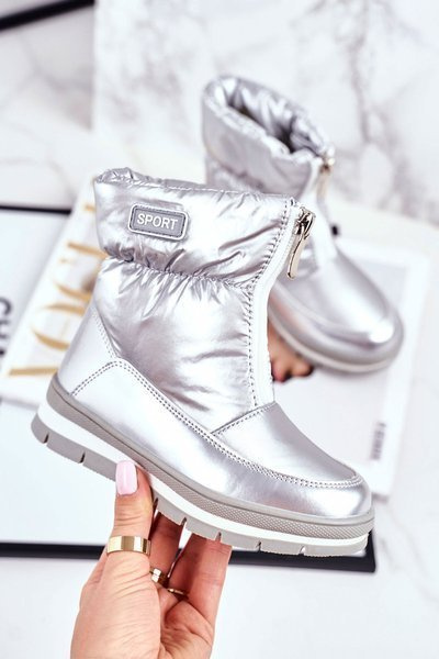 Women's Snow Boots Warm Natural Wool Silver Bubbles