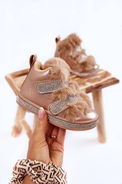 Children's Warm Leather Snow Boots Gold Leela