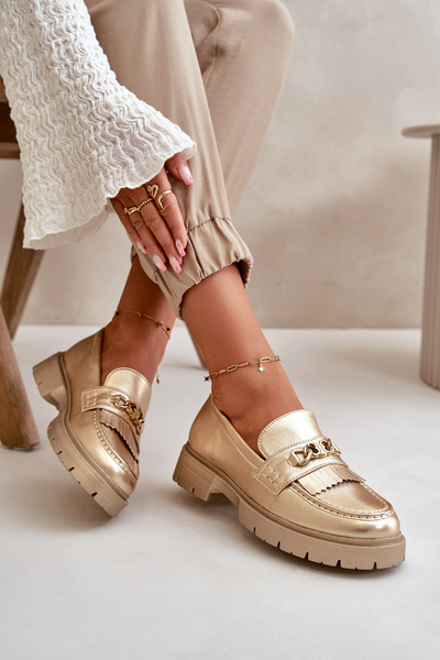Eco-Leder Damen Mokassins mit Goldverzierung Zanita