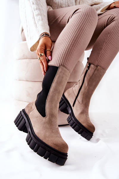 Leather Worker Boots Laura Messi Light Beige 2421