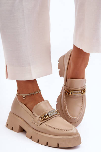 Mocassins classiques sur plateforme massive Beige Catch Me!