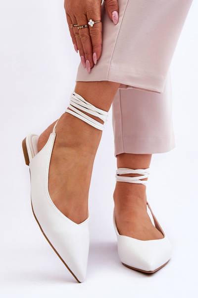 Ballerines pointues nouées pour femmes Blanc Turriso