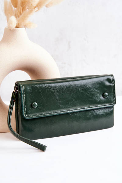 Grand Portefeuille En Cuir À Fermeture Éclair Vert Loreaine