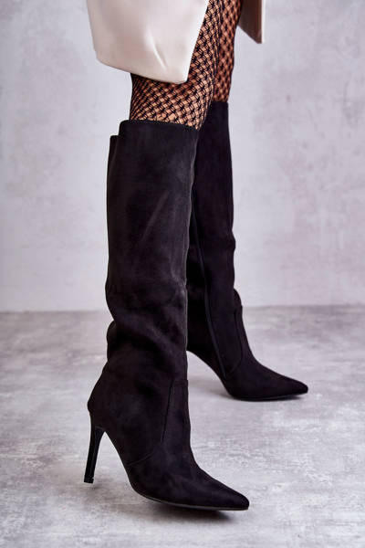 Wildleder Stiefel mit hohem Absatz Schwarze Carite