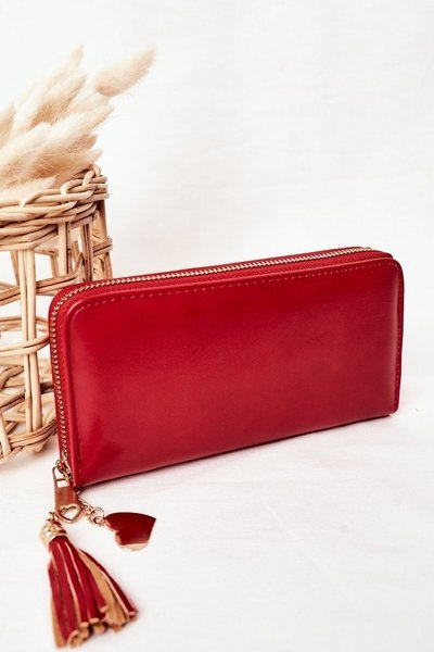 Large Women's Wallet With A Pendant Red
