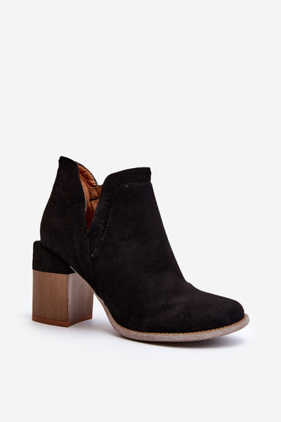 Botine cu toc gros Negru Jolnima