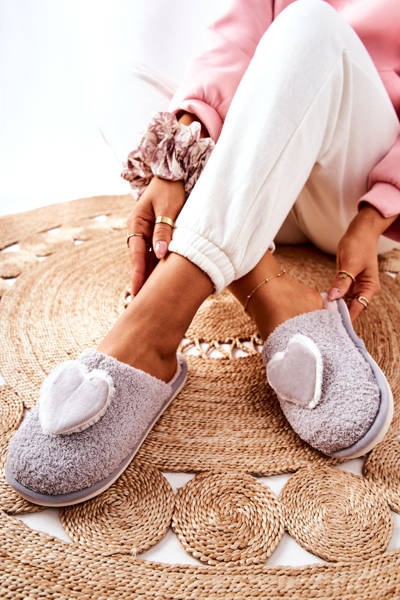 Heartbeat Damen Hausschuhe Grau