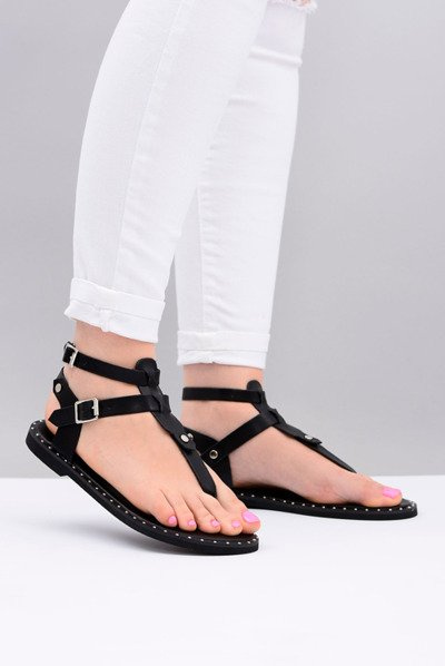 Lu Boo | Női szandál Fekete Gladiator Flip Flops Achilla