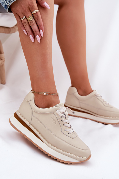 Bőr Női Sneakers Platformon Big Star RR274A334 Bézs