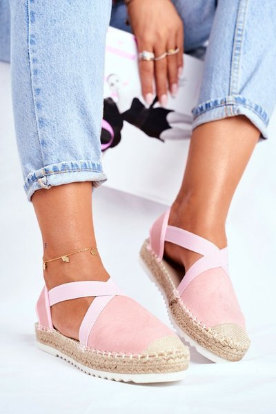 Espadrilles pour femmes avec motif rose découpé