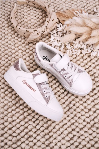 Baskets Enfant À Paillettes Blanc Rose Camila