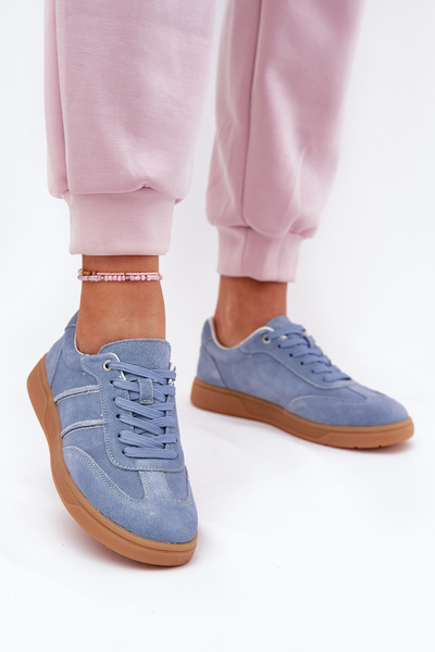 Baskets Basses En Daim Pour Femme Bleues Paliana