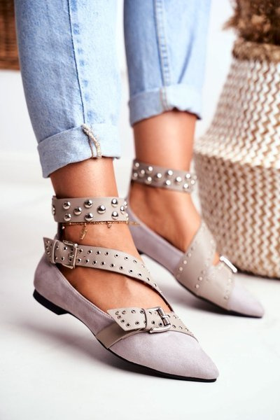 Lu Boo Ballerina Belts Rivets in Spike Grey Esterie